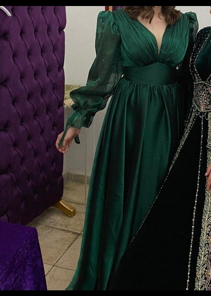 Kristal Zümrüt Yeşili Abiye - Görsel 2