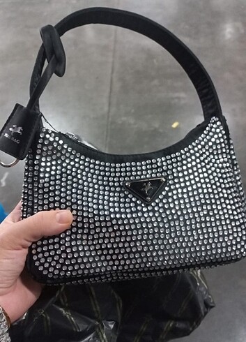 Nasbag prada model taşlı çanta