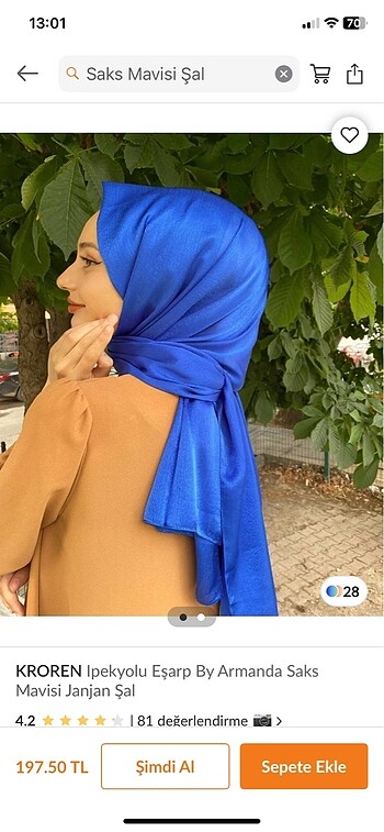 saks mavisi şal