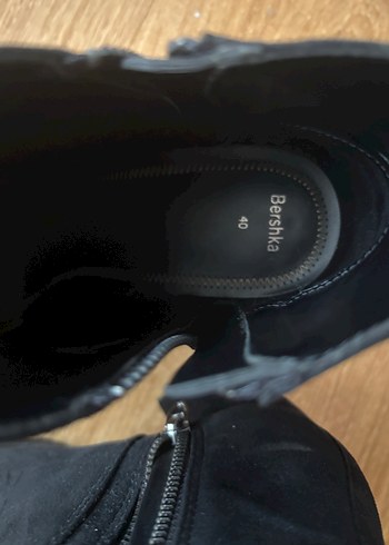 Siyah Süet Kadın Topuklu Bot Velcro - Görsel 2