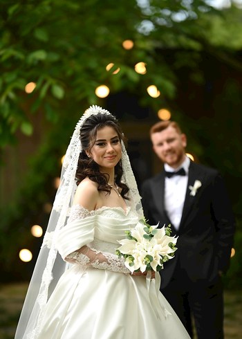 38 Beden beyaz Renk Straplez kollu prenses model gelinlik