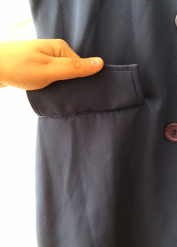 Düğmeli Lacivert Kadın Uzun Takım - Görsel 2