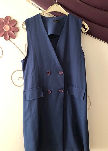 Düğmeli Lacivert Kadın Uzun Takım - Görsel 4