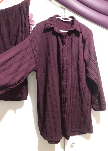 Mor Düğmeli Tunik Takım - Görsel 2