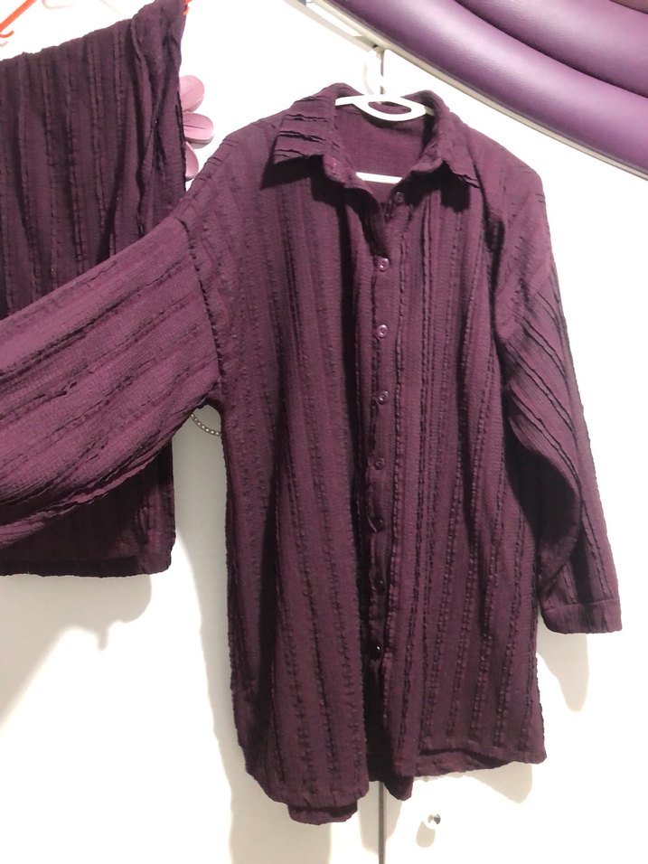 Mor Düğmeli Tunik Takım - Görsel 2