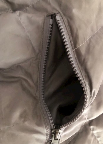 Gri Uzun Suni Kürklü Kadın Mont - Görsel 4