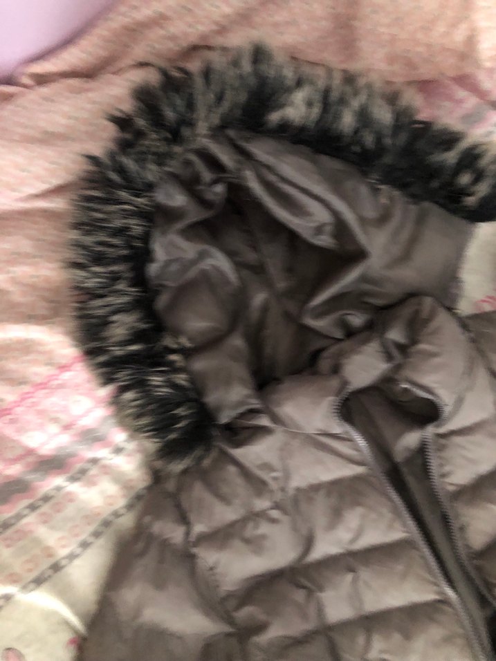 Gri Uzun Suni Kürklü Kadın Mont - Görsel 2