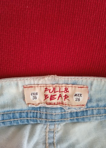 Pull and Bear Düğmeli Açık Mavi Mini Denim Şort