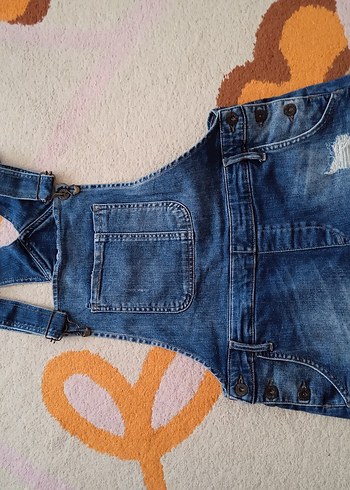 Kadın Mavi Denim Kısa Tulum