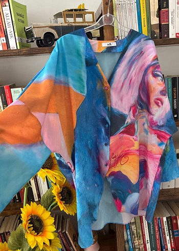 Uzun Kollu, Çok Renkli Baskılı Kadın Gömlek - Görsel 2