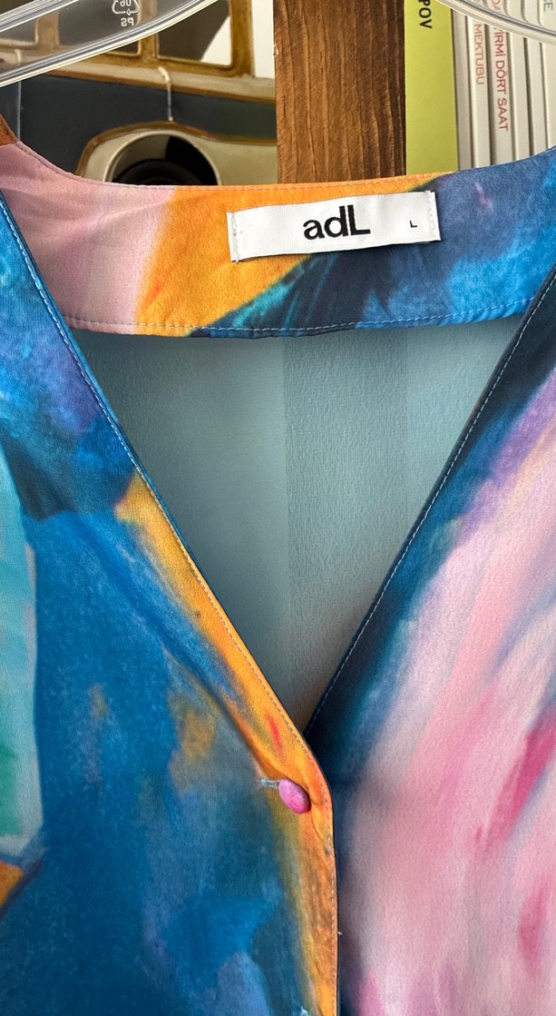 Uzun Kollu, Çok Renkli Baskılı Kadın Gömlek - Görsel 3