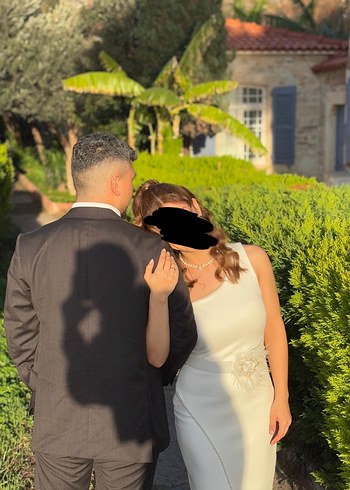 Beyaz Transparan Midi söz Elbisesi