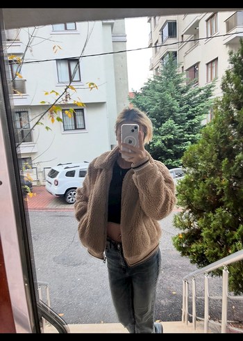 Kahverengi Bershka Peluş Kadın Ceket - Görsel 2