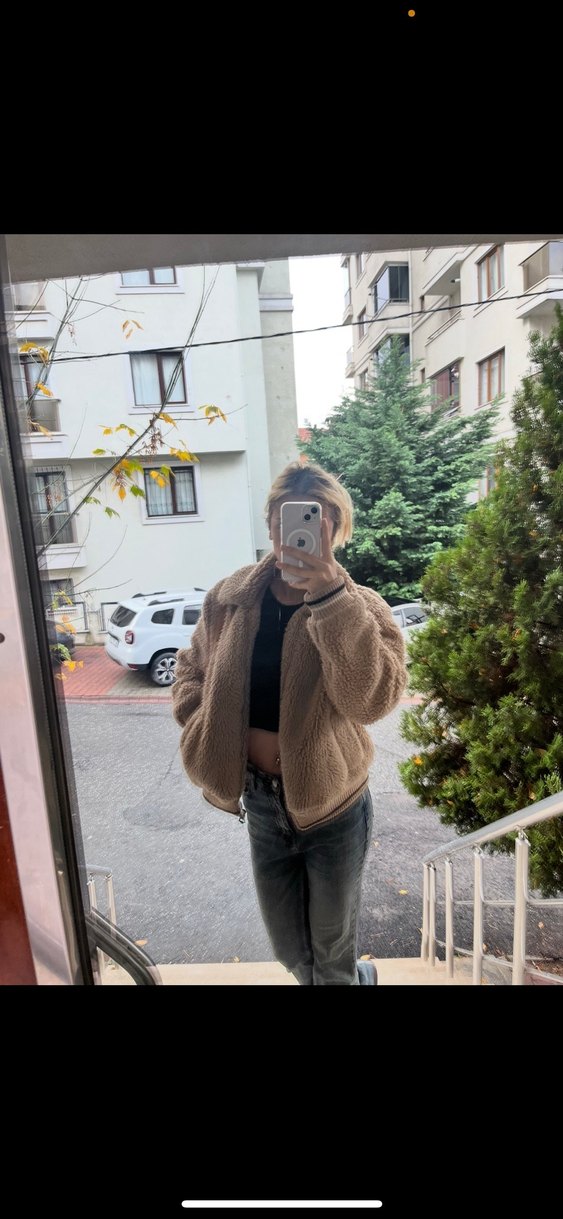 Kahverengi Bershka Peluş Kadın Ceket - Görsel 2