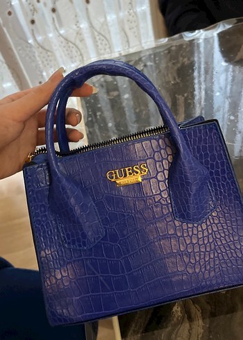 Mavi Deri Kadın Çanta - GUESS - Görsel 4