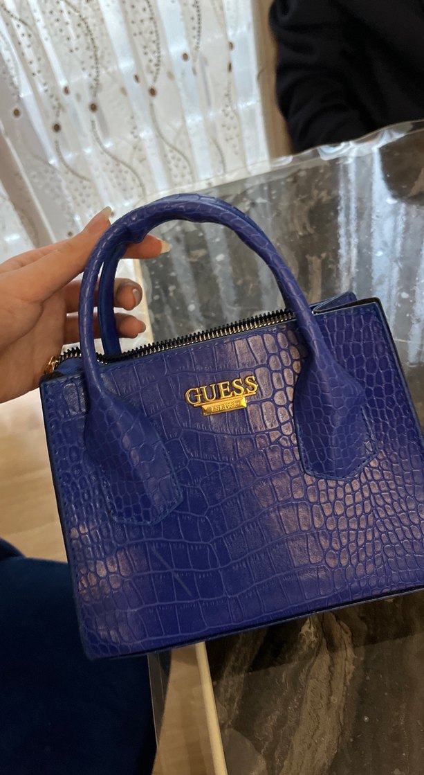 Mavi Deri Kadın Çanta - GUESS - Görsel 4