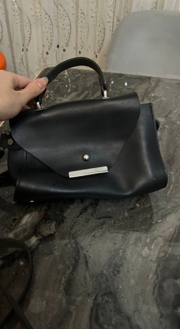 Siyah Deri Tokalı Kadın Çanta - Görsel 2