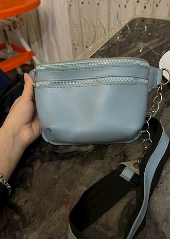 Mavi Deri Kadın Bel Çantası - Görsel 2