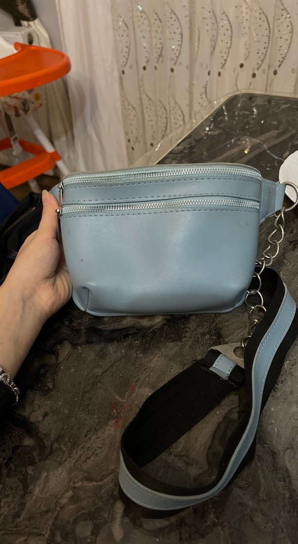 Mavi Deri Kadın Bel Çantası - Görsel 2