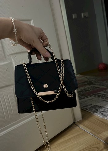 Zincir Detaylı Siyah Kadın Deri Çanta - Görsel 5