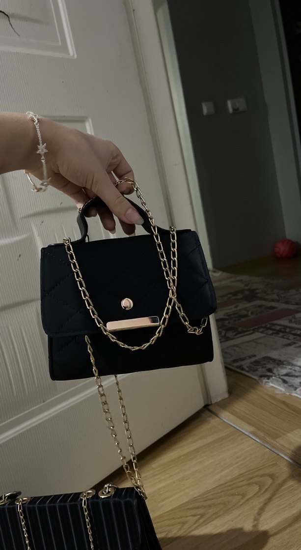Zincir Detaylı Siyah Kadın Deri Çanta - Görsel 5