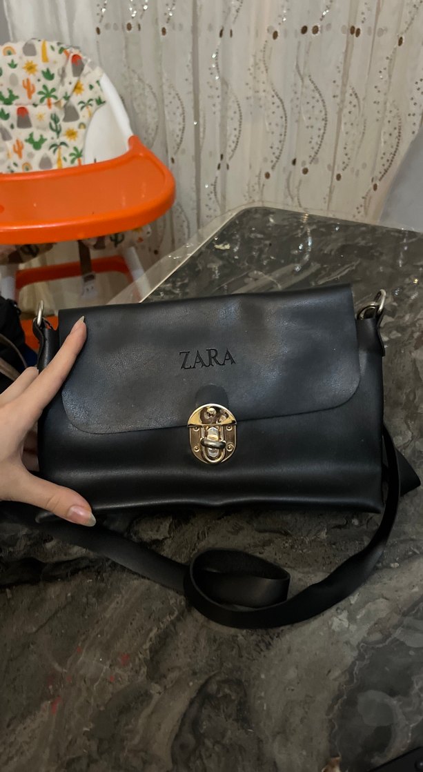 ZARA Siyah Deri Kadın Çanta - Görsel 3