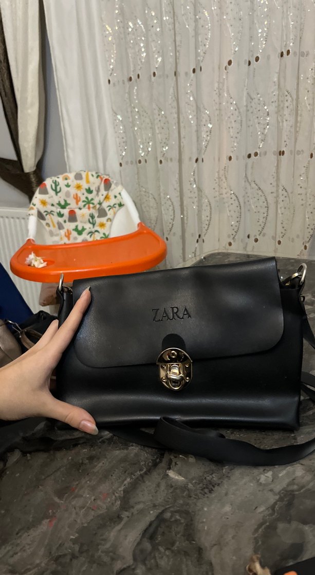 ZARA Siyah Deri Kadın Çanta - Görsel 2