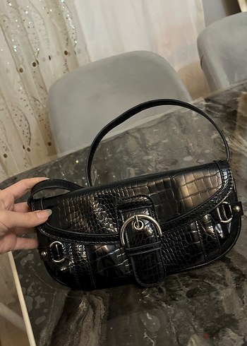 Klasik Siyah Desenli Stradivarius Deri Çanta - Görsel 2