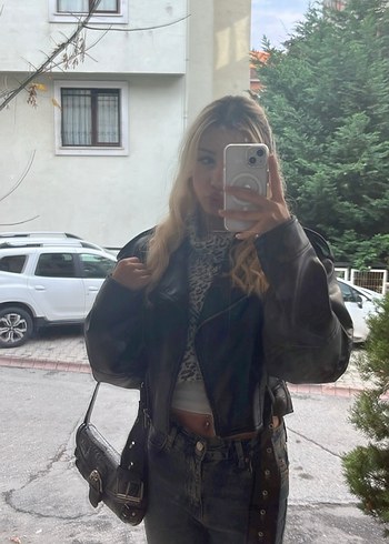 Klasik Siyah Desenli Stradivarius Deri Çanta - Görsel 5