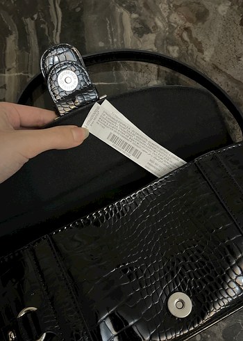 Klasik Siyah Desenli Stradivarius Deri Çanta - Görsel 4