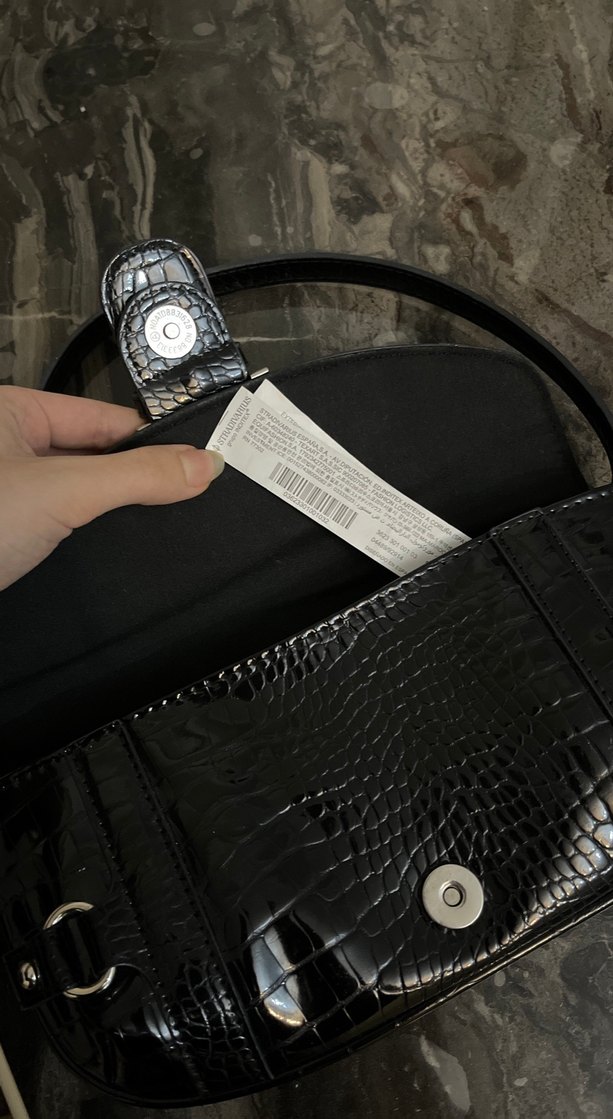 Klasik Siyah Desenli Stradivarius Deri Çanta - Görsel 4