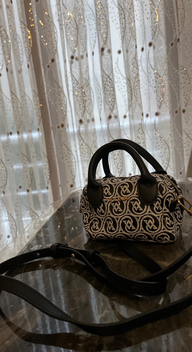 Klasik Şık  Siyah Vakko Desenli Kadın Çanta - Görsel 2