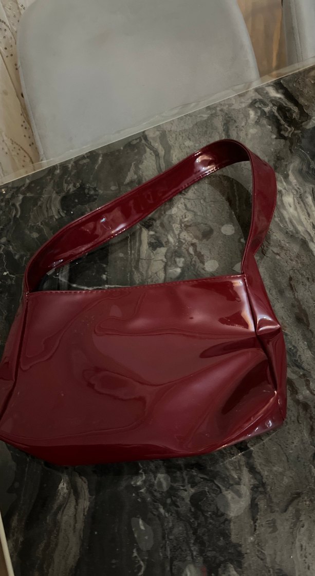 Bordo Parlak Deri Kadın Çanta - Görsel 2