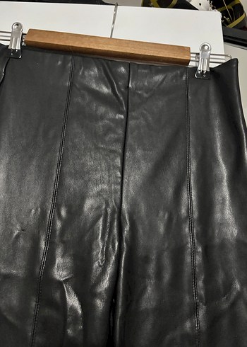 Siyah Deri Kadın Pantolon - Görsel 4