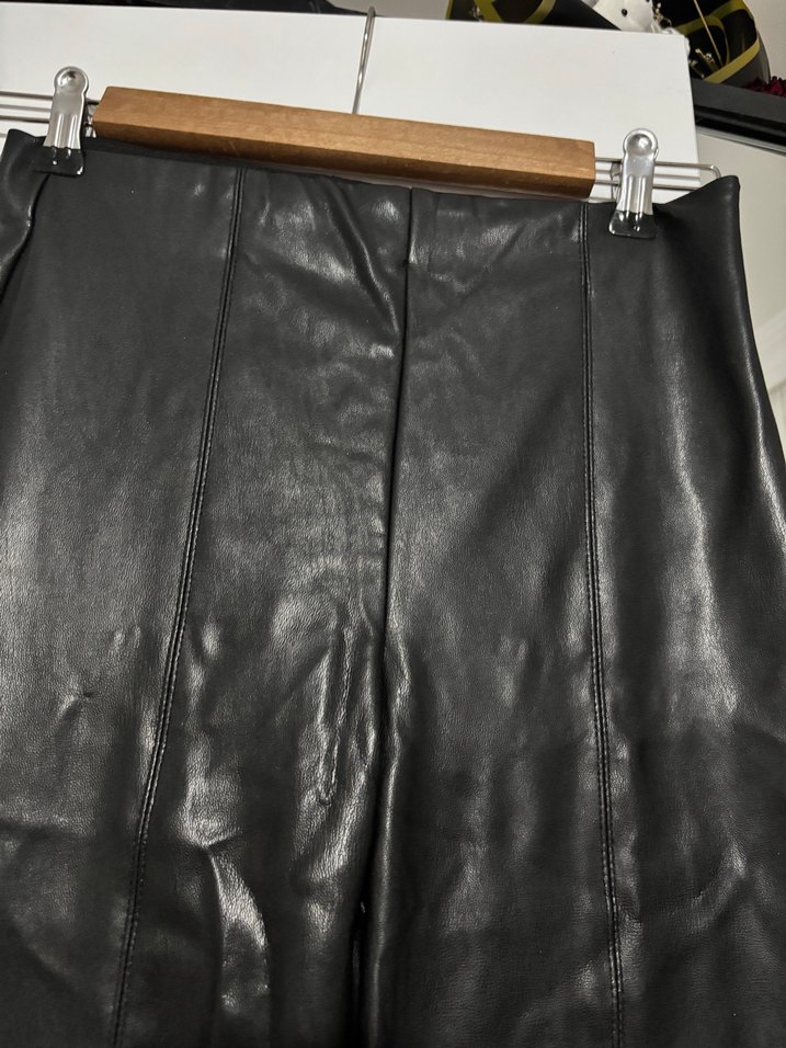 Siyah Deri Kadın Pantolon - Görsel 4