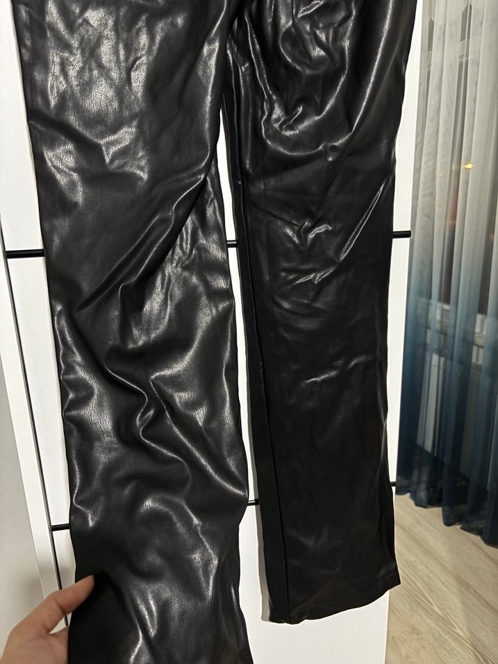 Siyah Deri Kadın Pantolon - Görsel 5
