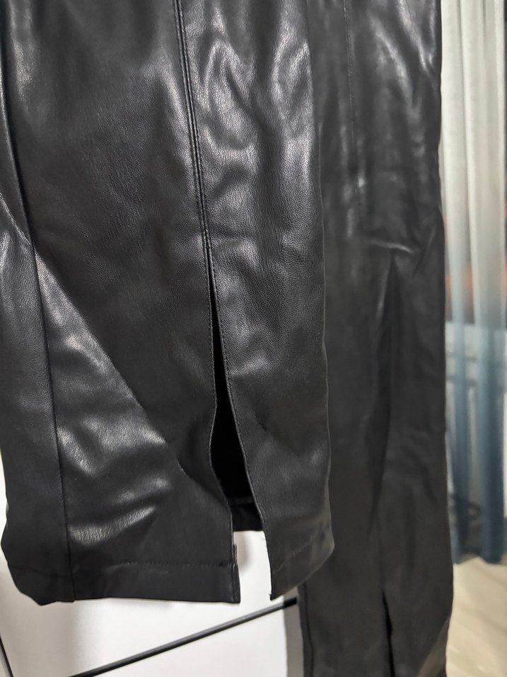 Siyah Deri Kadın Pantolon - Görsel 2