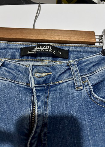 36 Beden Kadın Gri Mavi Regular Fit Midi Denim Pantolon