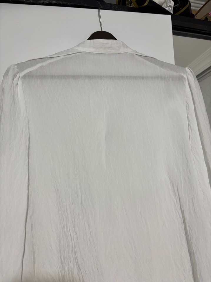 Kadın Beyaz Keten Fırfırlı Gömlek - Görsel 5