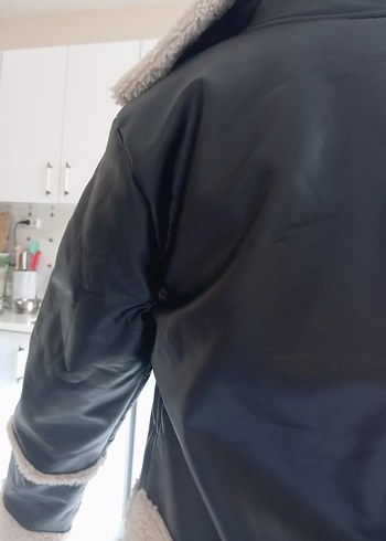 xs Beden siyah Renk Kürk Detaylı Deri Kadın Ceket