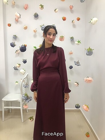Diğer Saten uzun elbise