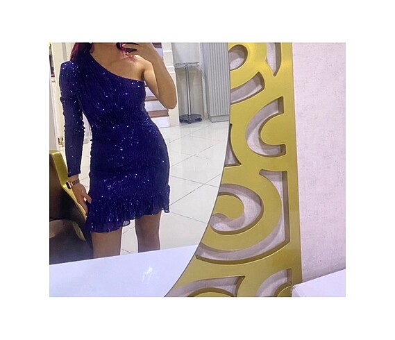 Zara Tek omuzlu paletli mini abiye elbise
