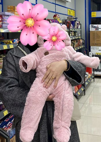 HelloBaby Pembe Peluş Bebek Tulum