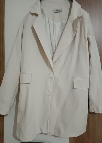 Bershka Düğmeli krem renk blazer ceket