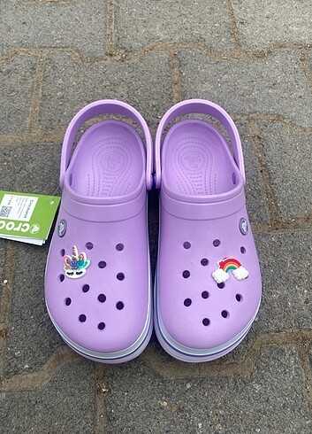 37 Beden Lila crocs terlik (37 numara) süs hediyeli
