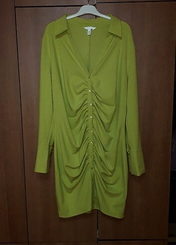 H&M büzgülü gömlek elbise