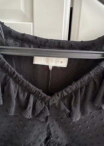 Zara plumeti Uzun Kollu Fırfırlı Siyah Bluz - Görsel 4
