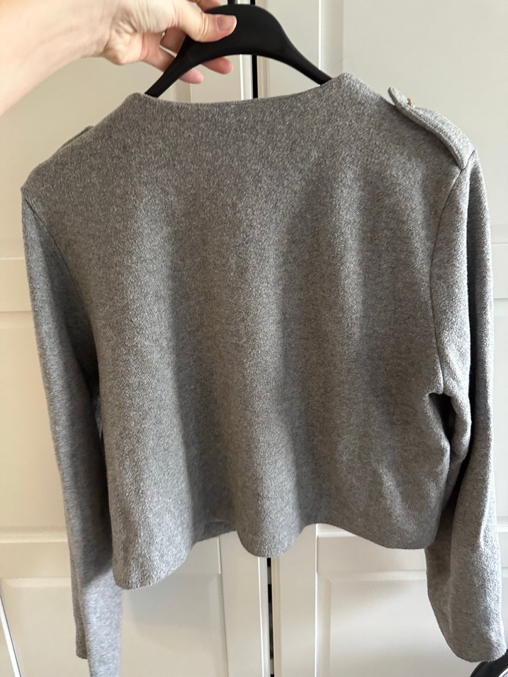 H&M Gri Düğmeli Kadın Hırka - Görsel 4