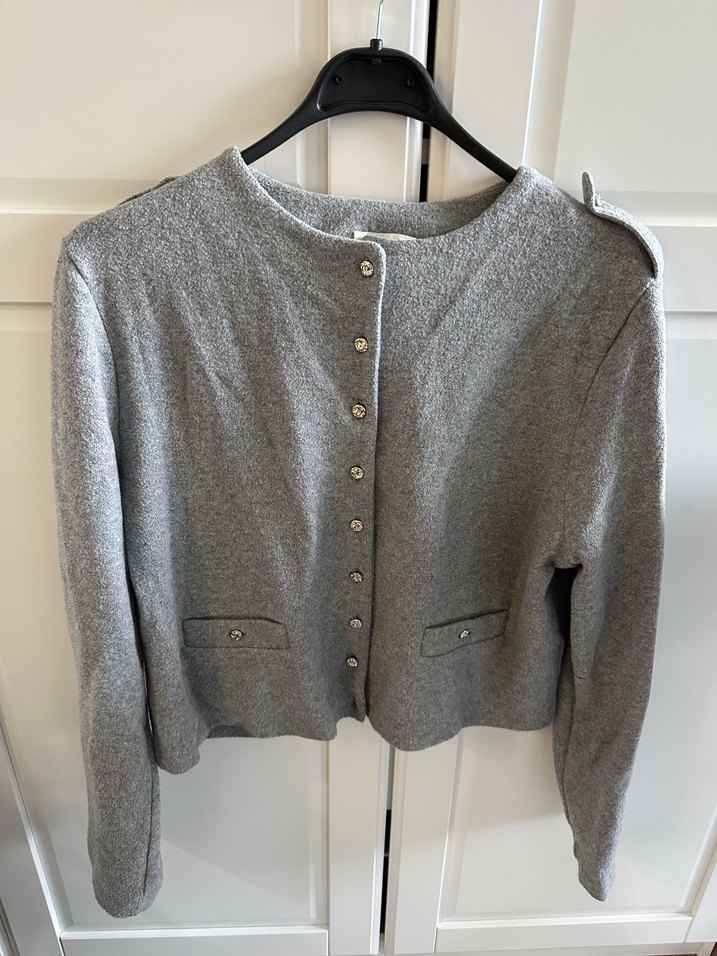 H&M Gri Düğmeli Kadın Hırka - Görsel 3