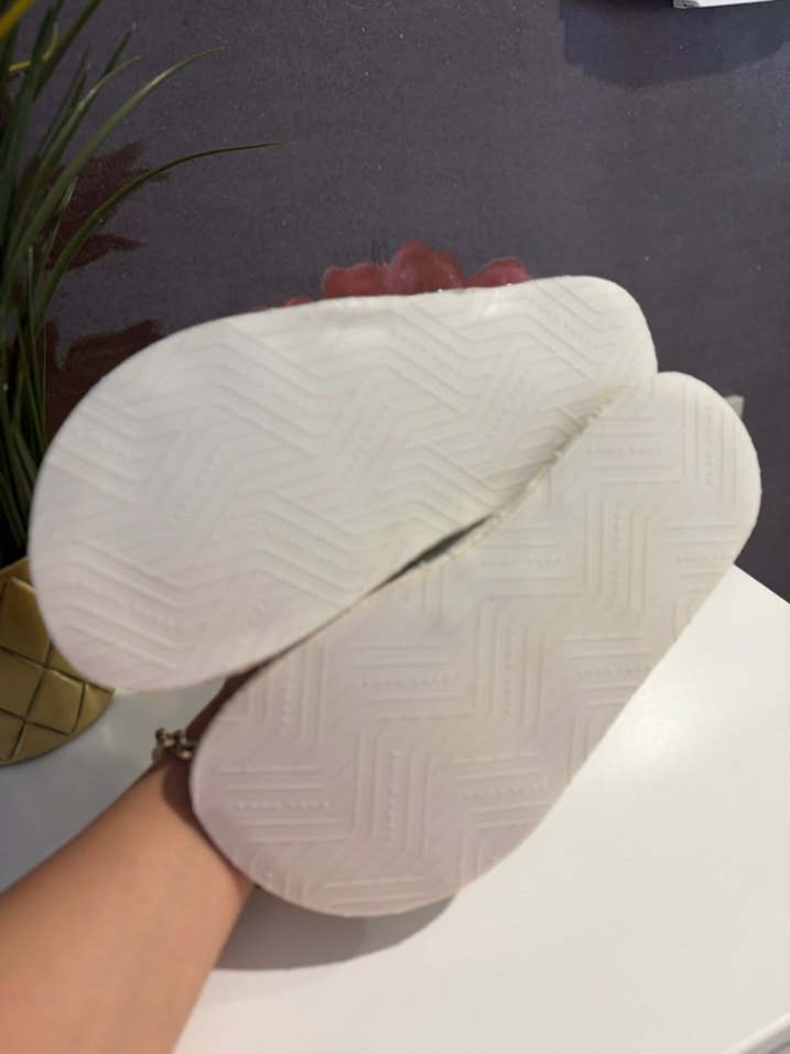 Zara home Dantel Detaylı Beyaz saten Kadın Terlik - Görsel 3